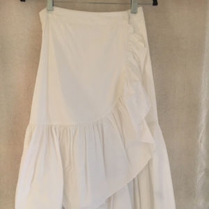 Ulla Johnson Camila White Ruffle Wrap Midi Skirt